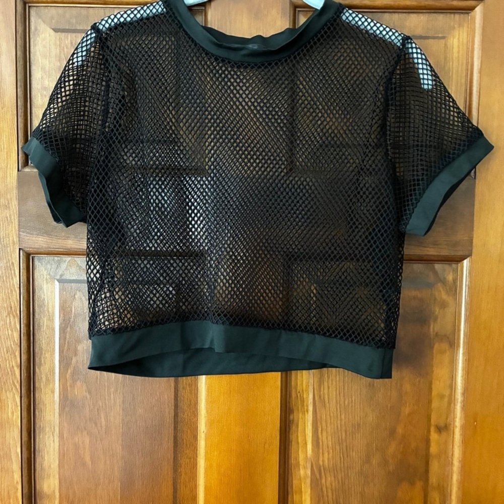 Black Mesh Crop Top